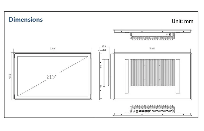 21.5" I3 7100u Capacitive Touchscreen Industry Panel PC 4COM