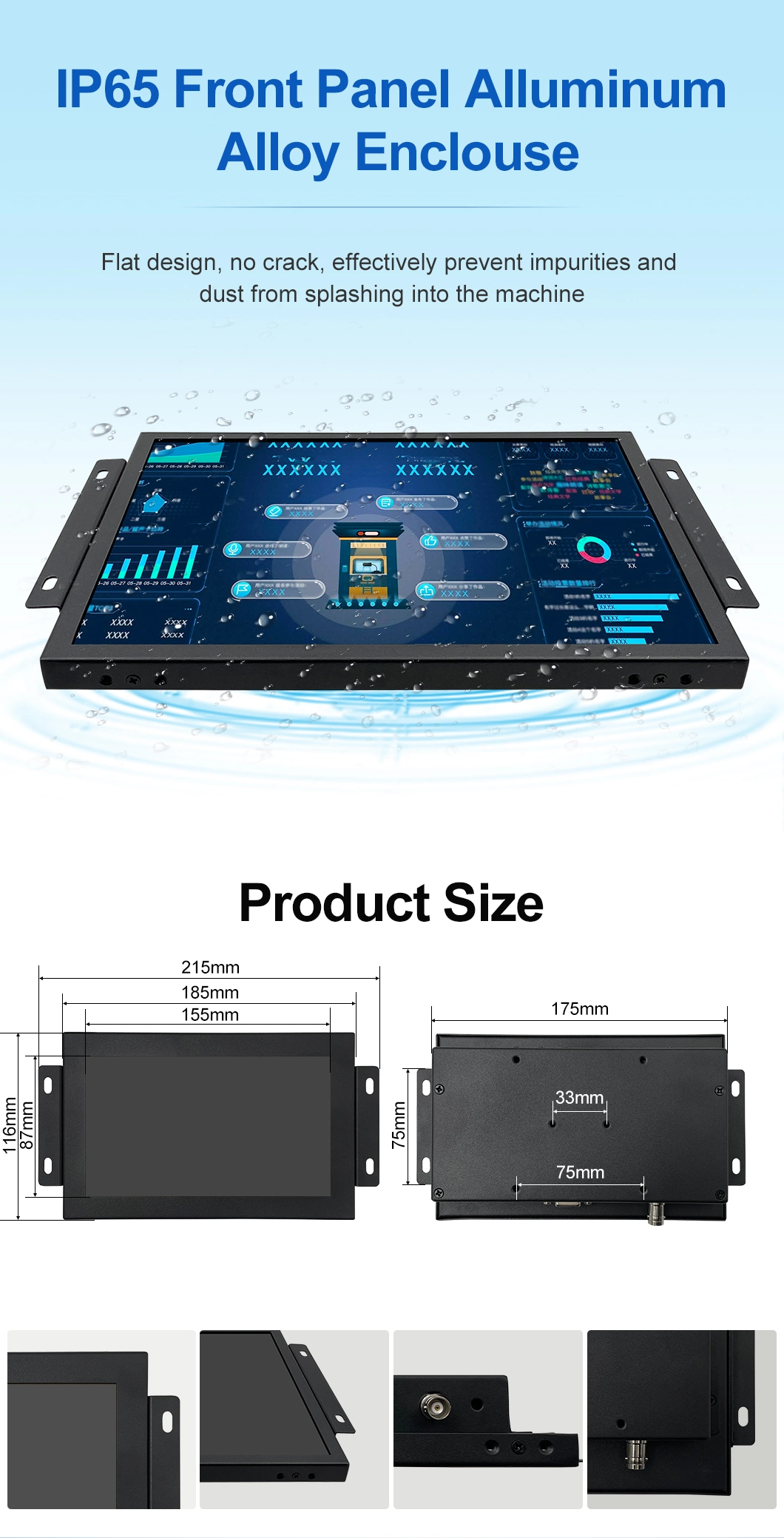 7 Inch 800*480 HDMI VGA AV BNC Non Touch Screen Metal Case TFT Open Frame Embedded OEM ODM Industrial LCD Monitor