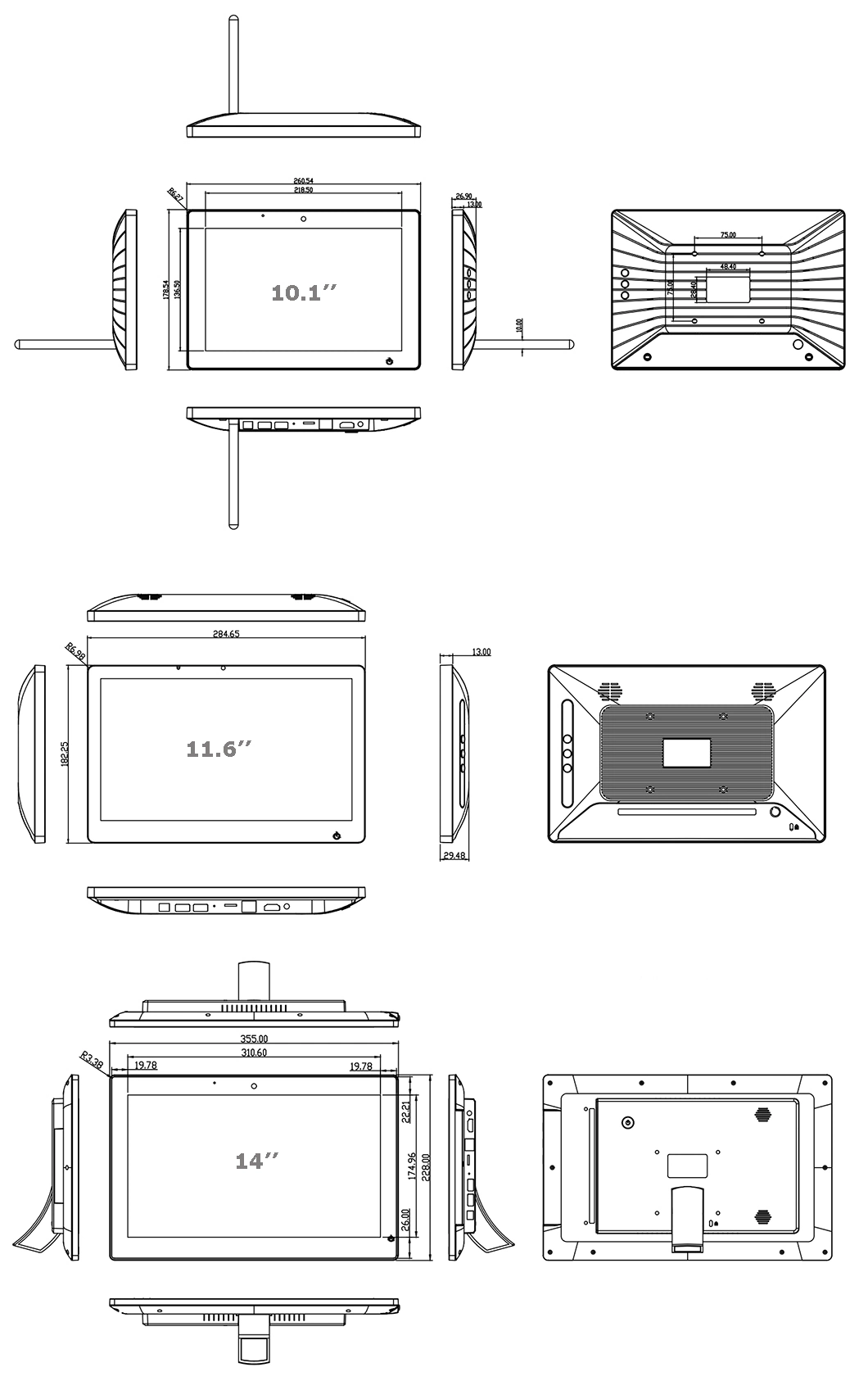 Fanless Mini PC Control Printer 12V Without Touch Screen Mini Computer with VGA, 2 RS485 Fanless Industrial PC Based on Intel 11.6 Inch Android Tablet