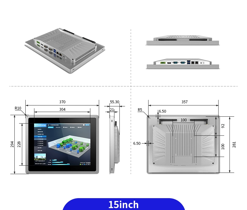 Ipc Manufacturers RS232 RS485 IP65 Waterproof I3 I5 I7 Cheap 10.4" 12.1" 15" 17" 19" LCD Monitor Embedded Touch Fanless Industrial Display Panel PC Windows 10