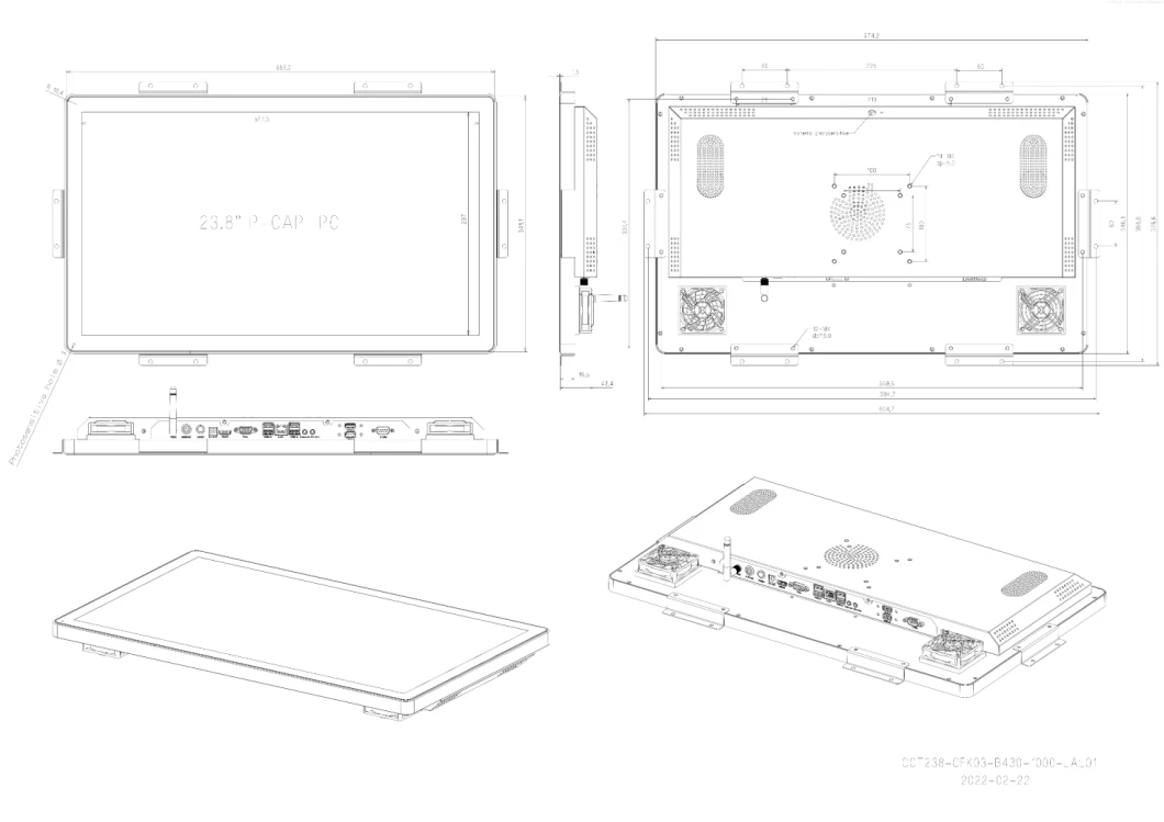 23.8 Inch Outdoor Industrial Computer All-in-One Touch Panel PC with High Brightness 1000 Nits Visible in The Sun I5 CPU